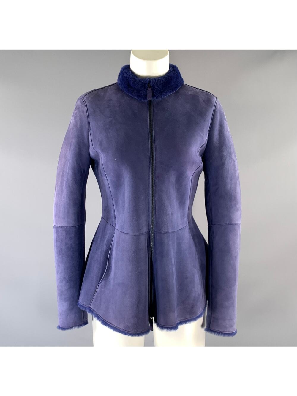 ARMANI COLLEZIONI Size 6 Purple Lavender Shearling UMGO3P UMPO2 Sheepskin Coat
